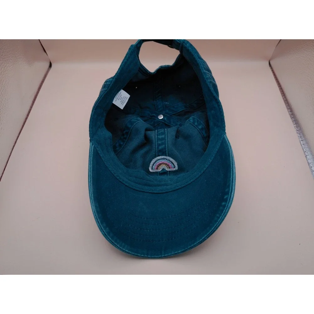 Time and Tru Womens Blue Rainbow Embroidered Baseball Cap Hat NWT TT203645 OS